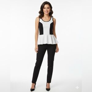 NWOT Black and White Fitted Peplum Tank Top